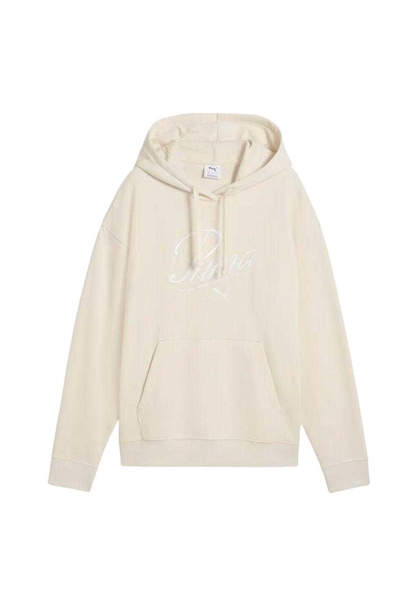 Puma - Damska Bluza Z Kapturem ESS Script Comfort. Typ kołnierza: kaptur. Kolor: beżowy