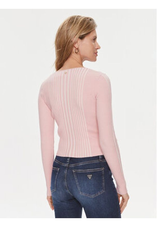 Guess Kardigan Allie W4RR43 Z2YN2 Różowy Slim Fit. Kolor: różowy. Materiał: syntetyk