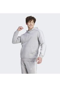 Adidas - Essentials Fleece 3-Stripes Hoodie. Typ kołnierza: kaptur. Kolor: szary, wielokolorowy, biały. Materiał: polar, materiał