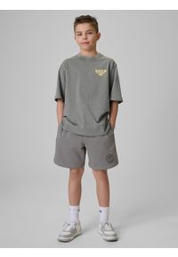 4f - 4F Spodenki dresowe chłopięce - szare 152 (11-12 lat). Okazja: na co dzień. Kolor: szary. Materiał: dresówka. Długość: krótkie. Sezon: lato. Styl: casual #1