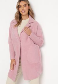Born2be - Różowy Płaszcz z Bawełną Oversize Klepheia. Okazja: na co dzień. Kolor: różowy. Materiał: bawełna. Wzór: jednolity. Styl: casual #5