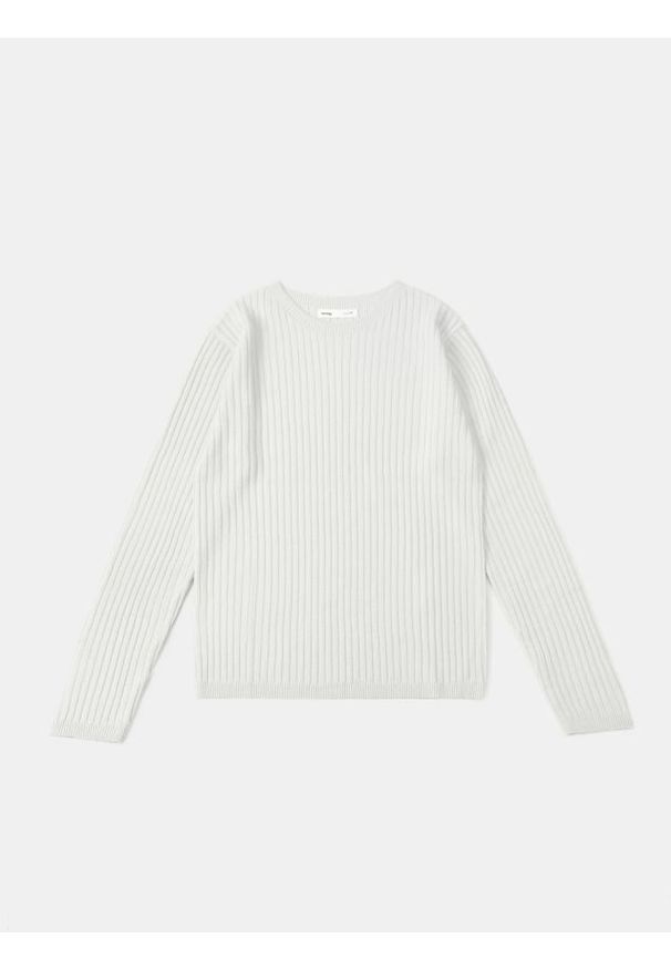 Sinsay - Klasyczny prążkowany sweter - kremowy. Kolor: kremowy. Materiał: prążkowany. Styl: klasyczny