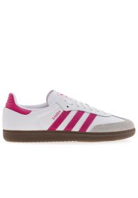 Adidas - Buty młodzieżowe adidas Originals Samba OG J KK3556 - białe. Okazja: na co dzień. Zapięcie: sznurówki. Kolor: biały. Materiał: skóra, syntetyk, zamsz, guma. Szerokość cholewki: normalna #1