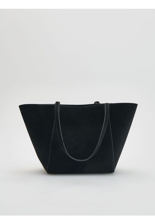 Reserved - Torebka shopper - czarny. Kolor: czarny. Materiał: skórzane