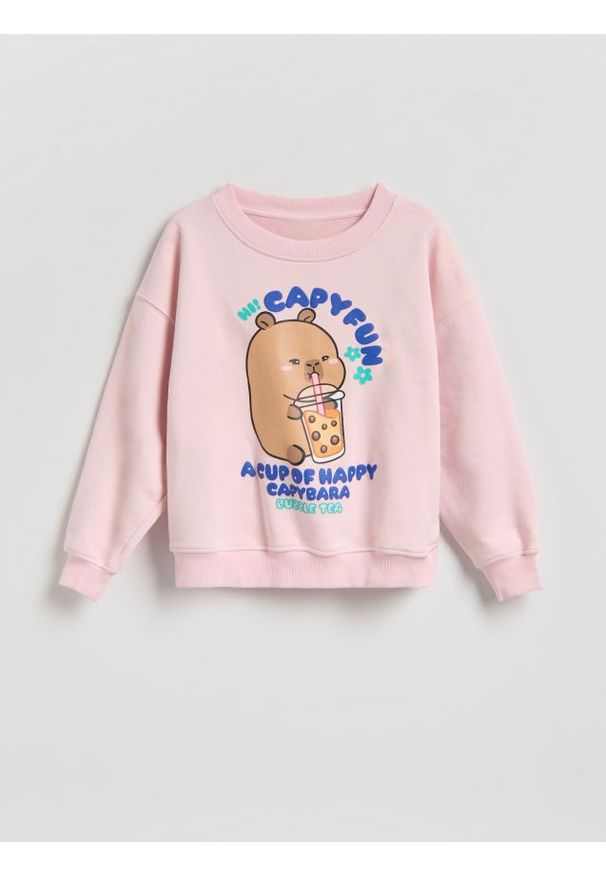 Reserved - Bluza Kapibara CapyFun - różowy. Kolor: różowy. Materiał: bawełna