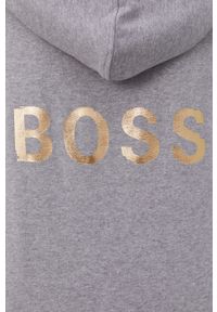 BOSS - Boss Bluza damska kolor szary z kapturem melanżowa. Typ kołnierza: kaptur. Kolor: szary. Materiał: dzianina, poliester. Długość rękawa: długi rękaw. Długość: długie. Wzór: melanż