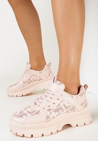 Born2be - Różowe Sneakersy Melanise. Nosek buta: okrągły. Kolor: różowy. Materiał: materiał. Wzór: jednolity #5