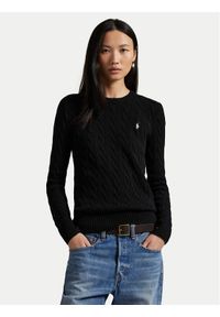Polo Ralph Lauren Sweter 211971865005 Czarny Slim Fit. Typ kołnierza: polo. Kolor: czarny. Materiał: wełna