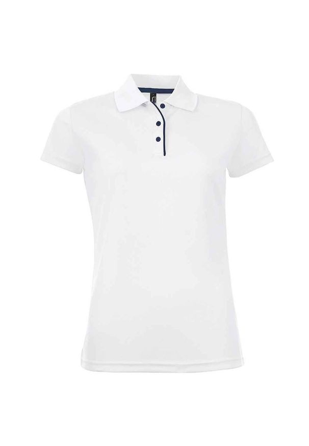 SOL'S - Damska Sportowa Koszulka Polo Performer. Typ kołnierza: polo. Kolor: biały. Styl: sportowy
