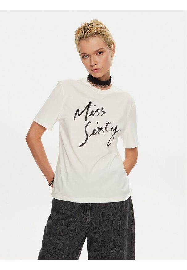 Miss Sixty T-Shirt 6L3SJ3780000 Biały Regular Fit. Kolor: biały. Materiał: bawełna