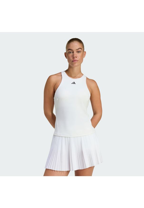 Adidas - Koszulka Tennis Climacool Y-Tank. Kolor: biały. Technologia: ClimaCool (Adidas). Sport: tenis