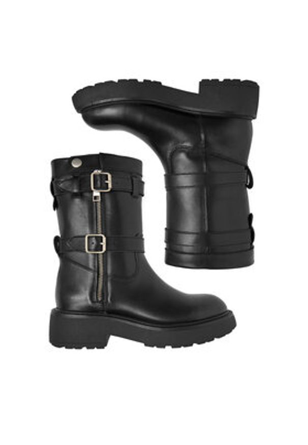 Badura Botki EO-ELINA-30306 Czarny. Kolor: czarny. Materiał: skóra