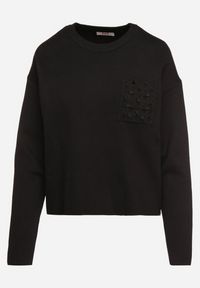 Born2be - Czarny Sweter o Pudełkowym Kroju z Ozdobną Kieszonką Seaviraen. Okazja: do pracy, na co dzień. Kolor: czarny. Materiał: jeans. Długość rękawa: długi rękaw. Długość: długie. Styl: casual, elegancki #5