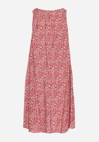 Born2be - Czerwona Rozkloszowana Sukienka z Bawełny w Abstrakcyjny Wzór Annivione. Kolor: czerwony. Materiał: bawełna. Długość rękawa: na ramiączkach. Styl: klasyczny, elegancki #3