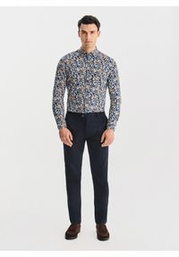 Pako Lorente - PAKO LORENTE - Granatowa koszula w kwiaty. Kolor: niebieski. Materiał: bawełna, elastan. Długość rękawa: długi rękaw. Długość: długie. Wzór: kwiaty #7
