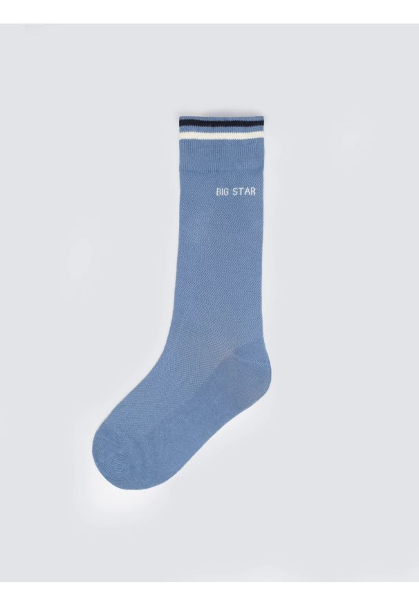 Big-Star - Skarpety męskie długie niebieskie Dipran 401. Kolor: niebieski. Materiał: bawełna. Wzór: ze splotem