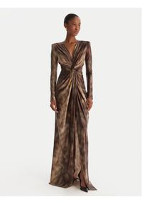 Elisabetta Franchi Sukienka wieczorowa AB-R35-57E2-V840 Brązowy Slim Fit. Kolor: brązowy. Materiał: syntetyk. Styl: wizytowy