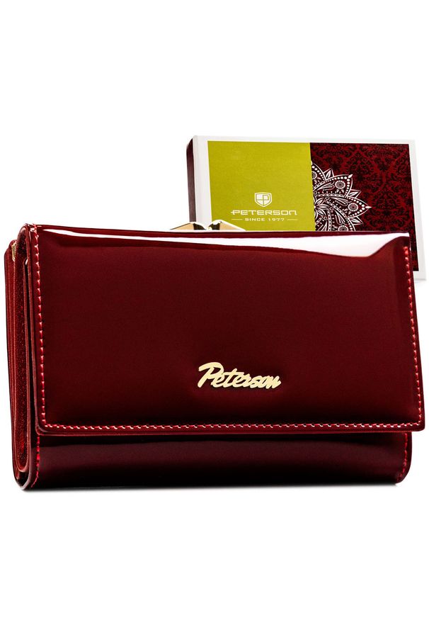 Portfel damski Peterson PTN BC-42108 czerwony. Kolor: czerwony. Materiał: skóra, lakier