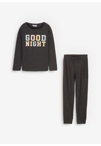 bonprix - Piżama dziewczęca z miękkiej bawełny organicznej (2 części). Kolor: szary. Materiał: bawełna. Wzór: nadruk #3