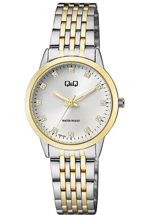 Zegarek damski QQ QZ81-401 CYRKONIE srebrny. Kolor: srebrny