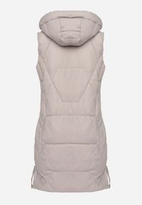 Born2be - Szara Pikowana Kamizelka z Odpinanym Kapturem i Ściągaczami Lorianvia. Okazja: na spacer, na co dzień. Kolor: szary. Materiał: jeans. Styl: elegancki, casual, sportowy #7