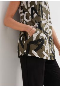bonprix - Długi T-shirt. Kolor: zielony. Długość: długie. Wzór: nadruk #3