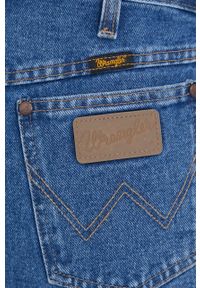 Wrangler szorty jeansowe damskie gładkie high waist. Stan: podwyższony. Kolor: niebieski. Materiał: jeans. Wzór: gładki