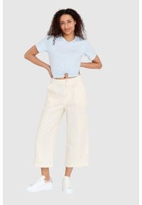 Guess - GUESS Kremowe lniane spodnie damskie. Kolor: kremowy. Materiał: len #2