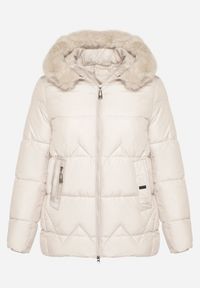 Born2be - Jasnoszara Pikowana Kurtka z Kapturem z Futerkiem Tevea. Okazja: na spotkanie biznesowe, do pracy, na spacer. Typ kołnierza: kaptur. Kolekcja: plus size. Kolor: szary. Materiał: futro. Styl: klasyczny, biznesowy, elegancki #5