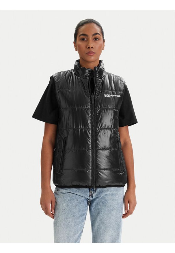 Karl Lagerfeld Jeans Bezrękawnik B1W15044 Czarny Regular Fit. Kolor: czarny. Materiał: syntetyk. Długość rękawa: bez rękawów