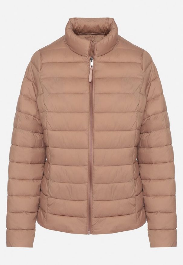 Born2be - Beżowa Pikowana Kurtka w Klasycznym Stylu Nelaniel. Okazja: na co dzień. Kolor: beżowy. Materiał: jeans. Styl: klasyczny