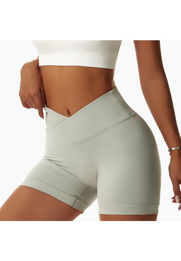 Intica - Szorty sportowe z wysokim stanem odprowadzające wilgoć Rezzan. Stan: podwyższony. Kolor: szary. Materiał: tkanina, materiał. Sport: fitness