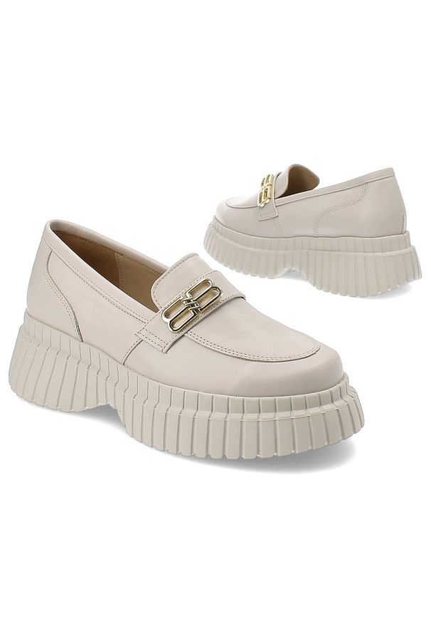 Beżowe Półbuty Karino Modne Obuwie Damskie. Okazja: na randkę, do pracy. Kolor: beżowy. Materiał: materiał. Styl: wizytowy