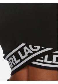 Karl Lagerfeld - KARL LAGERFELD Bluzka 240W1716 Czarny Skinny Fit. Typ kołnierza: dekolt w karo. Kolor: czarny. Materiał: syntetyk #5