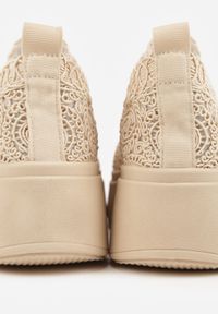 Born2be - Beżowe Sneakersy z Plecionki na Grubej Podeszwie w Stylu Boho Dacara. Okazja: na co dzień. Kolor: beżowy. Materiał: jeans. Szerokość cholewki: normalna #6