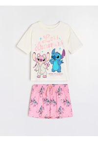 Sinsay - Piżama dwuczęściowa Stitch - kremowy. Kolor: kremowy