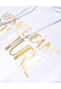 Versace Jeans Couture - VERSACE JEANS COUTURE - Biała bluza z logo. Kolor: biały. Materiał: bawełna. Długość rękawa: długi rękaw. Długość: długie