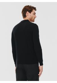 Pako Lorente - PAKO LORENTE – Męski czarny sweter z kołnierzykiem polo. Typ kołnierza: polo. Kolor: niebieski, czarny. Materiał: wełna. Sezon: zima, jesień