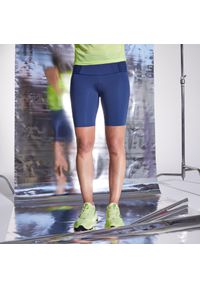 KIPRUN - Legginsy do biegania krótkie damskie Kiprun Support. Kolor: niebieski. Materiał: elastan, poliamid, poliester, materiał. Długość: krótkie. Sport: bieganie, fitness