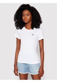 Calvin Klein Jeans T-Shirt J20J212883 Biały Slim Fit. Kolor: biały. Materiał: bawełna