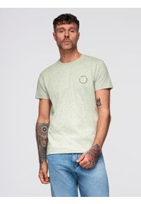 Ombre Clothing - T-shirt męski bawełniany z nadrukiem i okrągłym dekoltem – miętowy V3 - Rozmiar: L. Okazja: na co dzień. Kolor: miętowy. Materiał: bawełna. Długość rękawa: krótki rękaw. Długość: krótkie. Wzór: nadruk. Sezon: wiosna, lato. Styl: casual, elegancki #6