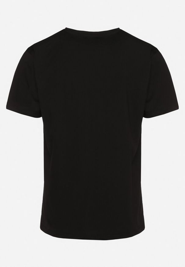 Born2be - Czarna Bawełniana Koszulka T-Shirt z Krótkim Rękawem i Ozdobnym Nadrukiem Branessa. Okazja: na co dzień. Kolor: czarny. Materiał: bawełna. Długość rękawa: krótki rękaw. Długość: krótkie. Wzór: nadruk. Styl: casual