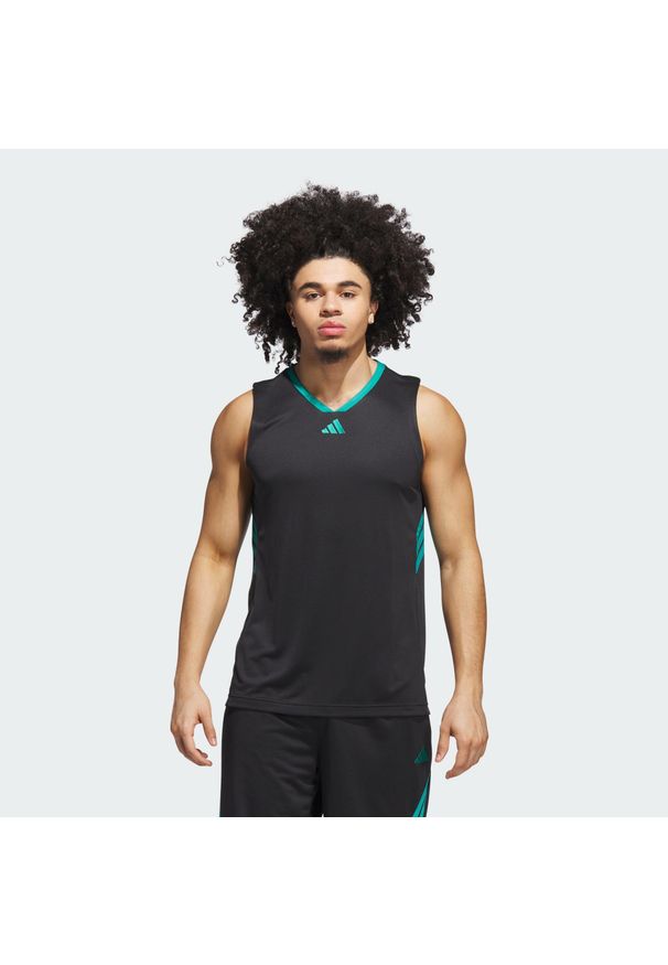 Adidas - Koszulka adidas Basketball Legends Tank. Kolor: wielokolorowy, niebieski, czarny. Materiał: materiał. Długość rękawa: bez rękawów. Sport: koszykówka