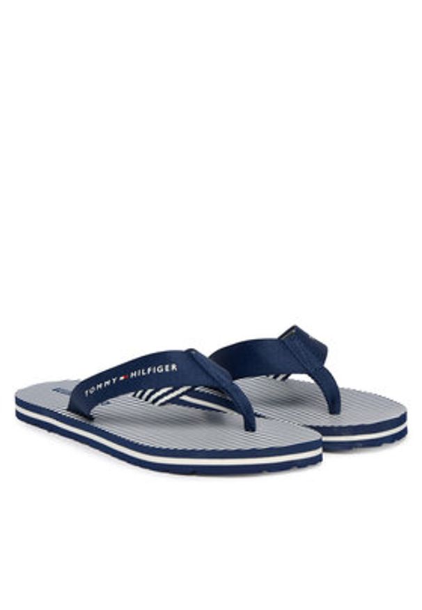 TOMMY HILFIGER - Tommy Hilfiger Japonki Th Ithaca Stripe Summer Sandal FW0FW09192 Granatowy. Kolor: niebieski. Materiał: materiał