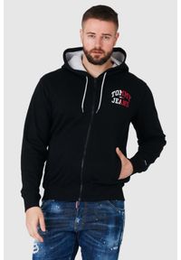 Tommy Jeans - TOMMY JEANS Czarna bluza męska na zamek z dużym logo, Rozmiar M. Typ kołnierza: kaptur. Kolor: czarny #1