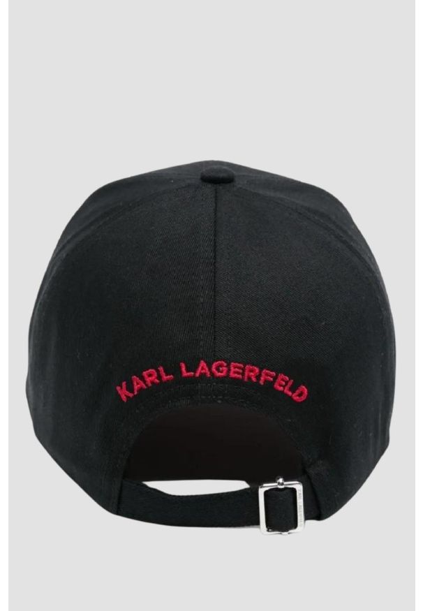 Karl Lagerfeld - KARL LAGERFELD Czapka z daszkiem damska ze zmiennym logo na rzep Ikon. Kolor: czarny. Wzór: aplikacja