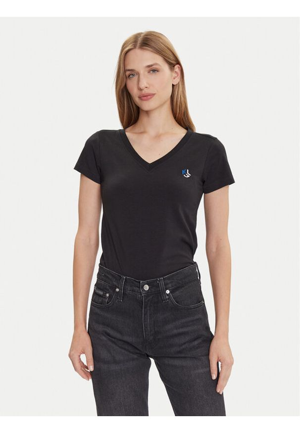 Karl Lagerfeld Jeans T-Shirt A2W17097 Czarny Regular Fit. Kolor: czarny. Materiał: bawełna