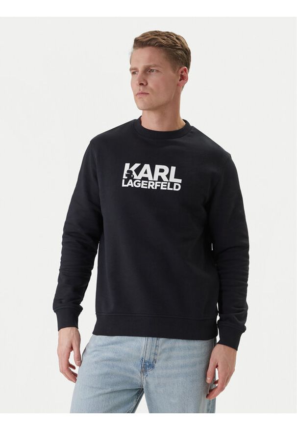 Karl Lagerfeld - KARL LAGERFELD Bluza 705780 562917 Granatowy Regular Fit. Typ kołnierza: dekolt w karo. Kolor: niebieski. Materiał: bawełna