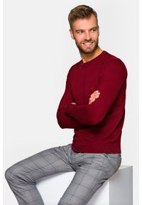 Lancerto - Sweter Bordowy Bawełniany Keegan. Kolor: czerwony. Materiał: bawełna