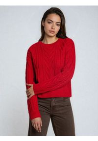Sinsay - Strukturalny sweter - czerwony. Kolor: czerwony